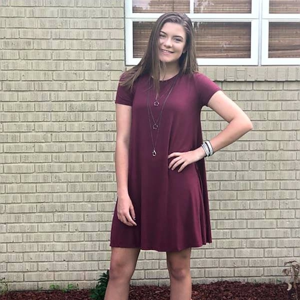 Bamboo Swing Dress in Maroon